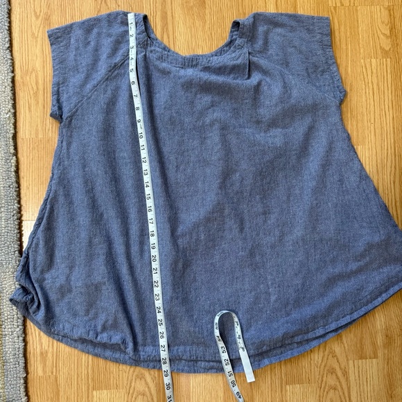 Free People Size M Crazy Hearts Chambray Babydoll Top Short Sleeve Oversized - Picture 9 of 9